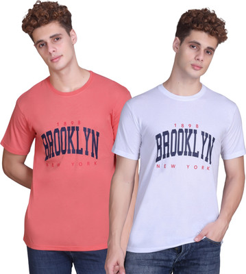 Zeffit Printed Men Round Neck White, Orange T-Shirt