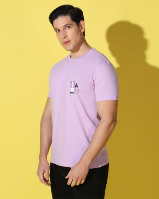 WOOSTRO Graphic Print Men Round Neck Purple T-Shirt