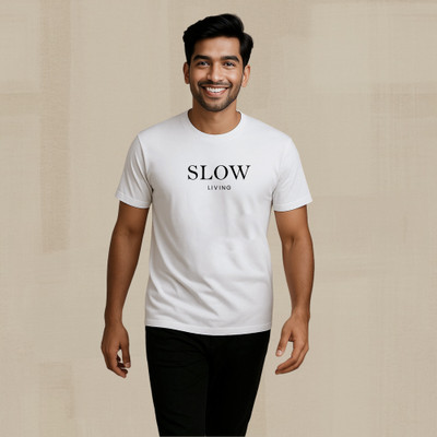 Rimore Clothing Typography Men Round Neck White T-Shirt
