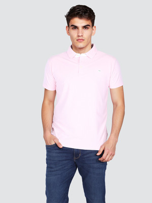 Wrangler Solid Men Polo Neck Pink T-Shirt