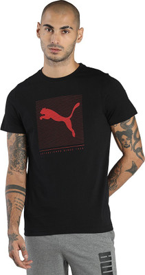 PUMA Graphic Print Men Round Neck Black T-Shirt