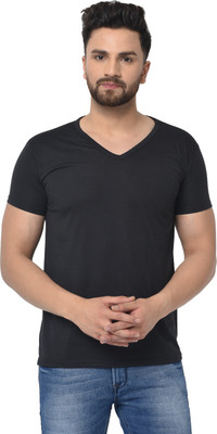 Moordale Fab Solid Men V Neck Black T-Shirt
