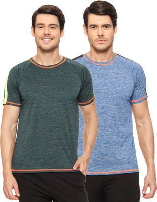 TQH Printed Men Round Neck Green, Navy Blue T-Shirt