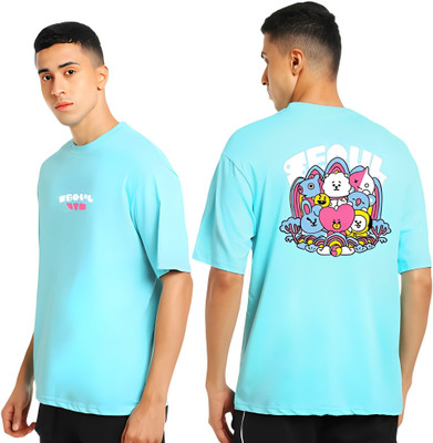 CLOFLIX Typography, Graphic Print Men Round Neck Light Blue T-Shirt