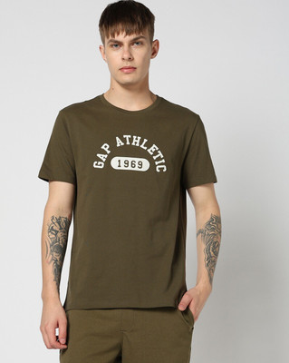GAP Graphic Print Men Round Neck Dark Green T-Shirt