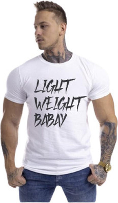 SPOWEARY Printed Men Round Neck White T-Shirt