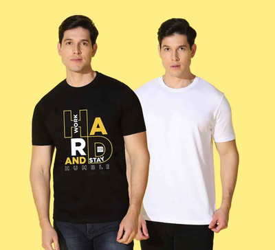 WOOSTRO Printed Men Round Neck Multicolor T-Shirt
