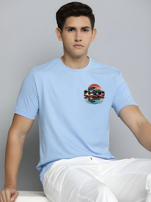 SZN Graphic Print Men Round Neck Light Blue T-Shirt