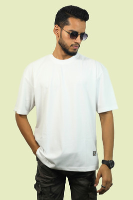 HEATHEX Solid Men Round Neck White T-Shirt