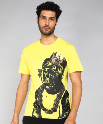 PUMA Printed Men Round Neck Yellow T-Shirt