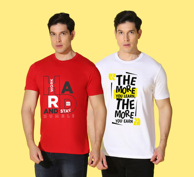 WOOSTRO Typography Men Round Neck Multicolor T-Shirt