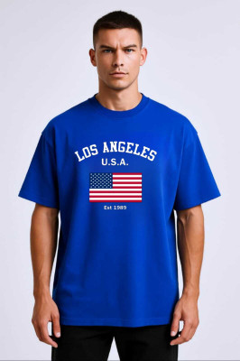goodsign Printed Men Round Neck Blue T-Shirt