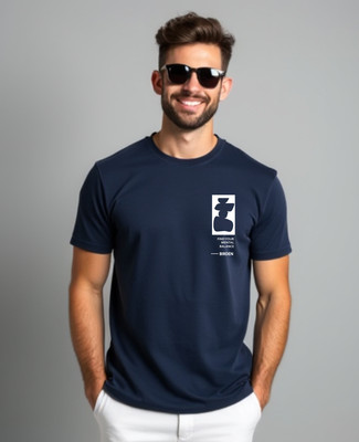 UrGear Graphic Print, Printed Men Round Neck Navy Blue T-Shirt
