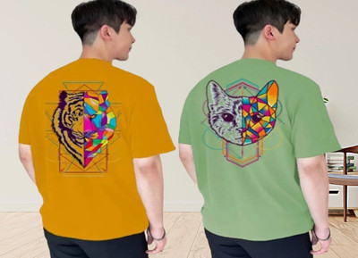 Clothy Trend Typography Men Round Neck Green, Yellow T-Shirt