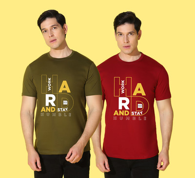 WOOSTRO Printed Men Round Neck Multicolor T-Shirt