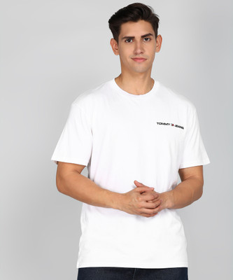 TOMMY HILFIGER Solid Men Round Neck White T-Shirt