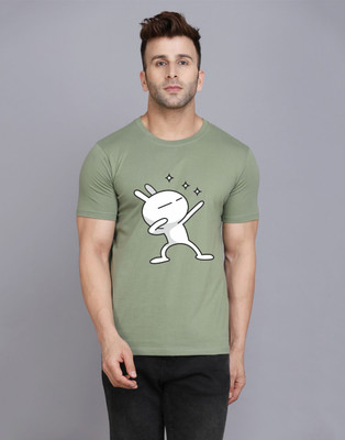 SLOWLORIS Printed Men Round Neck Light Green T-Shirt