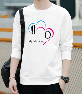 MOON IN Printed, Typography Men Round Neck White T-Shirt