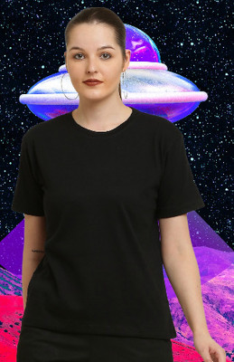 elegance redefined Solid Women Round Neck Black T-Shirt