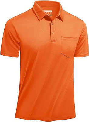 Coldplay Solid Men Polo Neck Orange T-Shirt