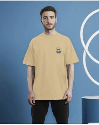 Moda Rapido Printed Men Round Neck Beige T-Shirt