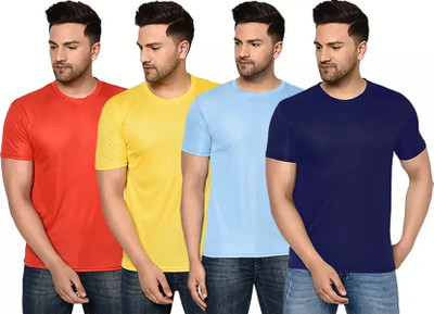 COBSUN Solid Men Round Neck Multicolor T-Shirt