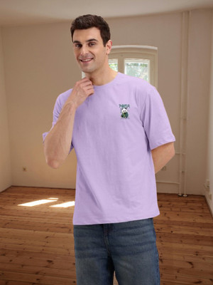 Dark Drive Printed Men Round Neck Purple T-Shirt