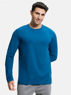 JOCKEY Solid Men Round Neck Blue T-Shirt