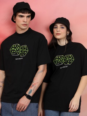 HIGHLANDER Printed Couple Round Neck Black T-Shirt