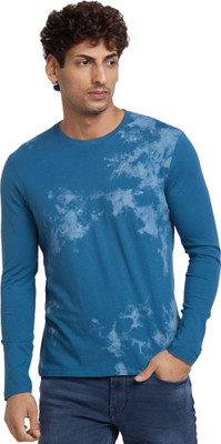 BEING HUMAN Printed Men Round Neck Blue T-Shirt