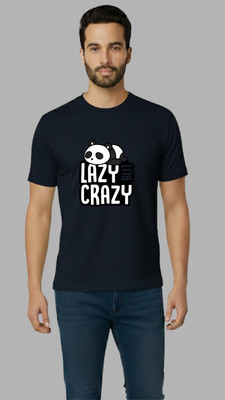 Shvet Printed Men Round Neck Navy Blue T-Shirt