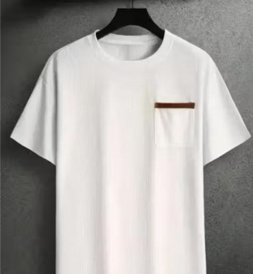 At Last Fashion Self Design Men Round Neck White T-Shirt