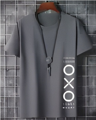 Gulika Printed Men Round Neck Grey T-Shirt