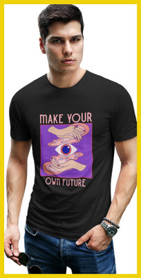 Streetfluencer Printed Men Round Neck Black T-Shirt