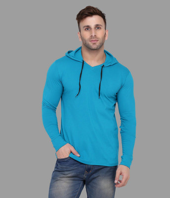 Trendfull Solid Men Hooded Neck Light Green T-Shirt