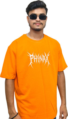 PHYNAX Printed Men Crew Neck Orange T-Shirt