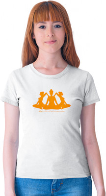 Special Trend Hub Graphic Print Women Round Neck Reversible White T-Shirt
