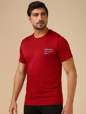 SZN Graphic Print Men Round Neck Maroon T-Shirt