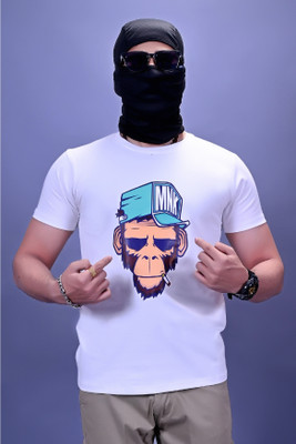 Zammy Graphic Print Men Round Neck White T-Shirt