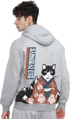 LEOMEFASHION Printed Men Hooded Neck Grey T-Shirt