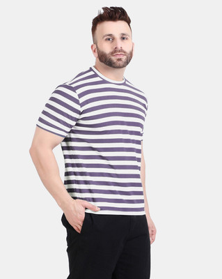 FASHLOOK Striped Men Round Neck Multicolor T-Shirt