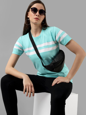 METRONAUT Striped Women Round Neck Multicolor T-Shirt