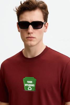 Teesverse Printed Men Round Neck Maroon T-Shirt