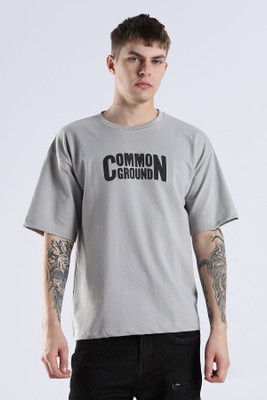 LONDON COLORS Printed Men Round Neck Grey T-Shirt