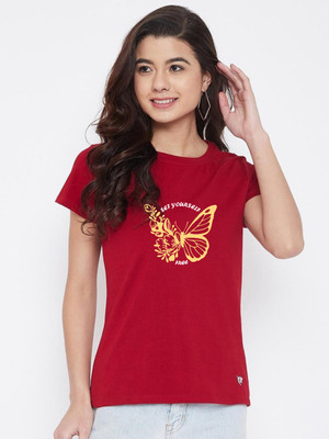 hesha Typography Women Round Neck Red T-Shirt