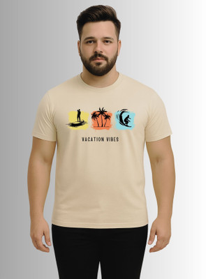 KART BLACK Printed Men Round Neck Dark Blue T-Shirt