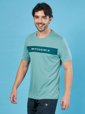 TECHNOSPORT Printed Men Crew Neck Green T-Shirt