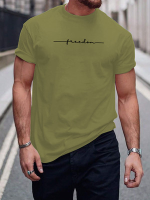 KAJARU Printed Men Round Neck Green T-Shirt