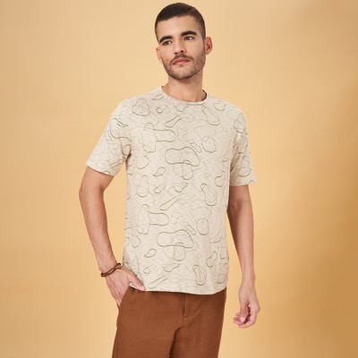 7 Alt by Pantaloons Printed Men Round Neck White T-Shirt