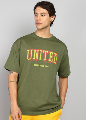 United Colors of Benetton Printed Men Round Neck Dark Green T-Shirt